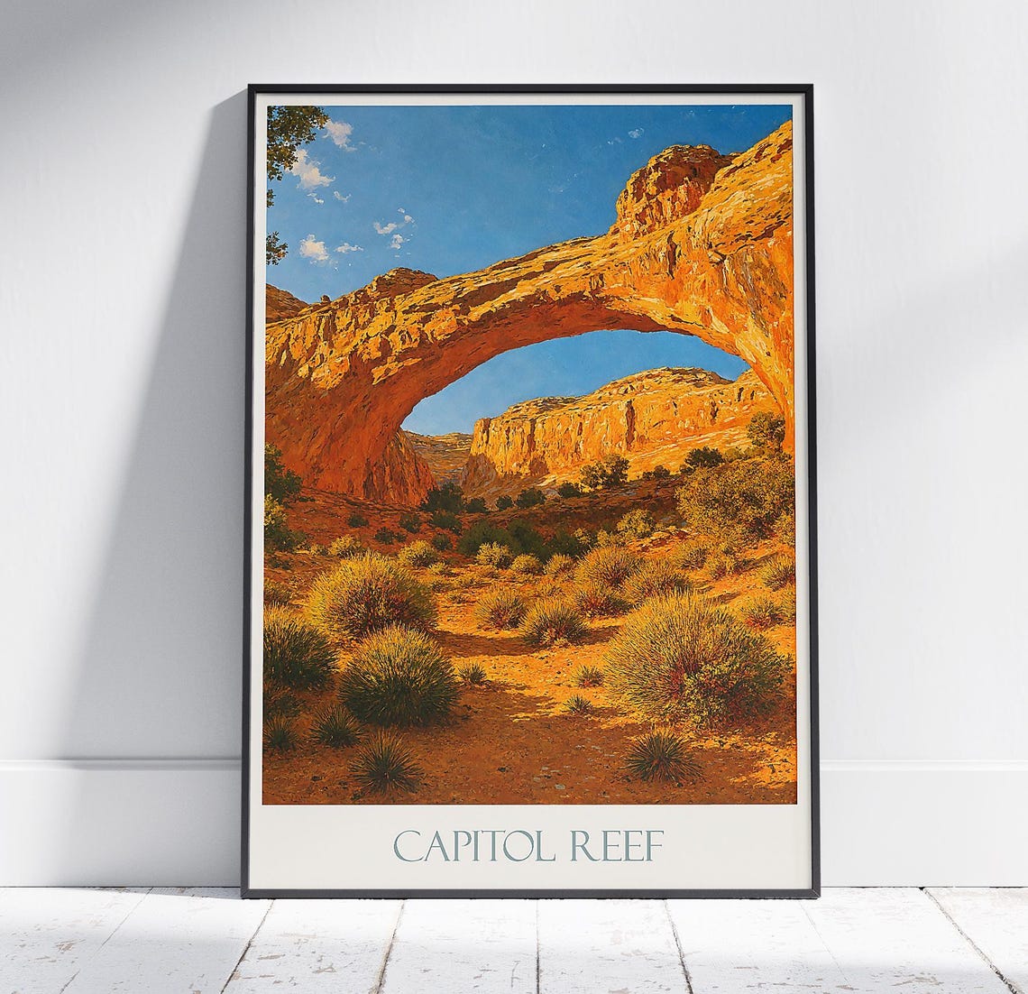 Capitol Reef National Park Hickman Bridge Arch Desert Landscape Poster