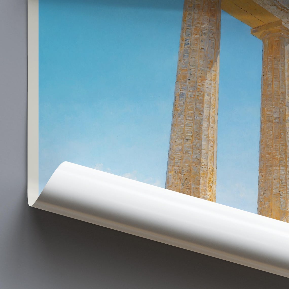 Rhodes Ancient Temple Ruins Overlook Seaside Painted Travel Poster - Image 3