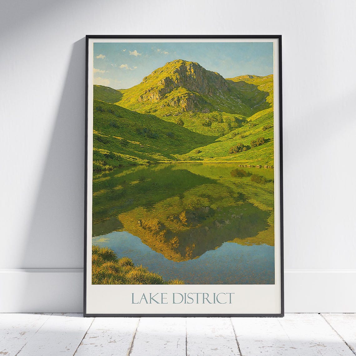 Lake District Easedale Fell Golden Mirror Reflection Lake Poster