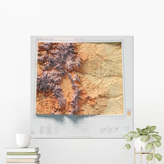 Pikes Peak Denver Colorado 3D Topographic Relief Map Art Print
