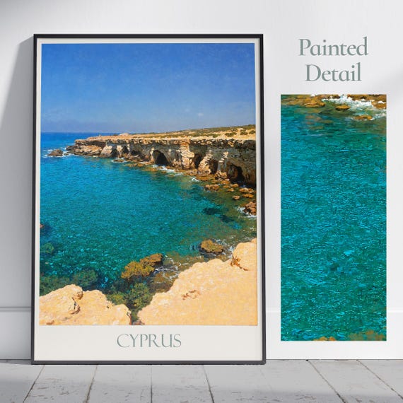 Cyprus Travel Print Travel Poster Painted Wall Art Print Home Decor Framed Personalized Print Vacation Travel Gift