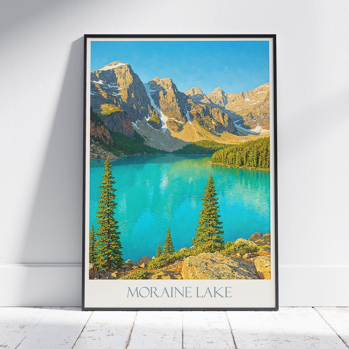 Moraine Lake Banff Turquoise Lake Mountain Valley Travel Poster