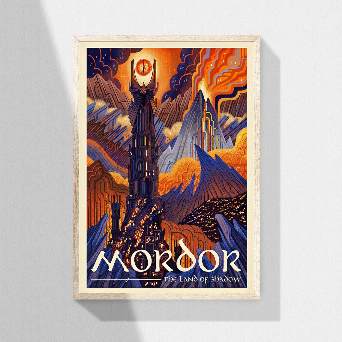 Mordor The Land of Shadow Barad-Dur Tower Fantasy Travel Poster