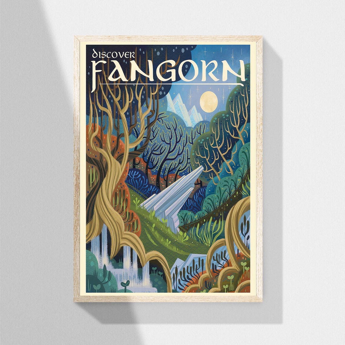 Discover Fangorn Enchanted Moonlit Forest Fantasy Travel Poster