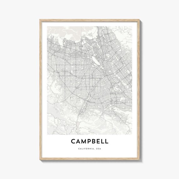 Campbell California USA Minimalist City Street Map Line Art Poster