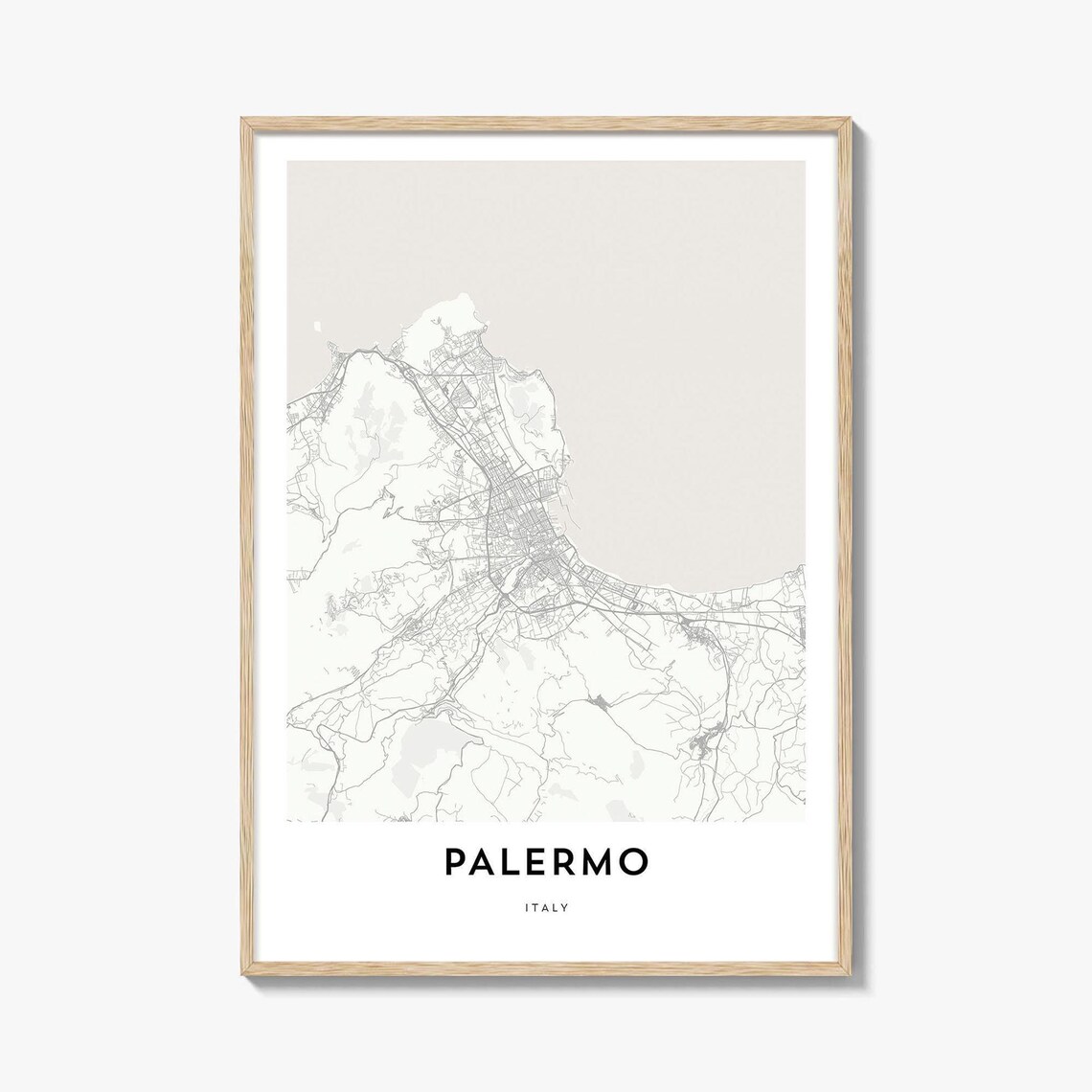 Minimalist Palermo Italy Street Map City Line Art Wall Print