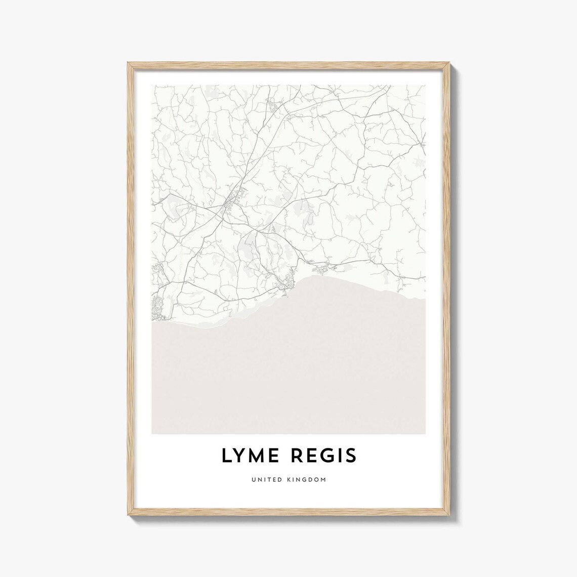 Lyme Regis United Kingdom Minimalist Coastal Town Map Print Wall Decor