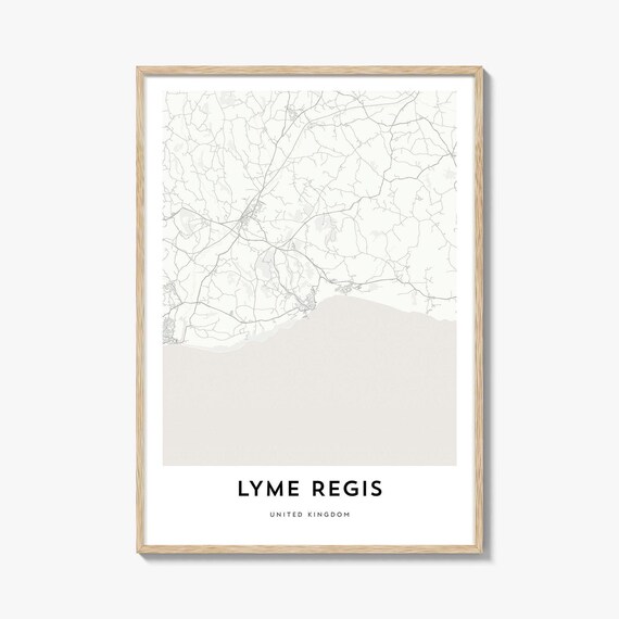 Lyme Regis United Kingdom Minimalist Coastal Town Map Print Wall Decor