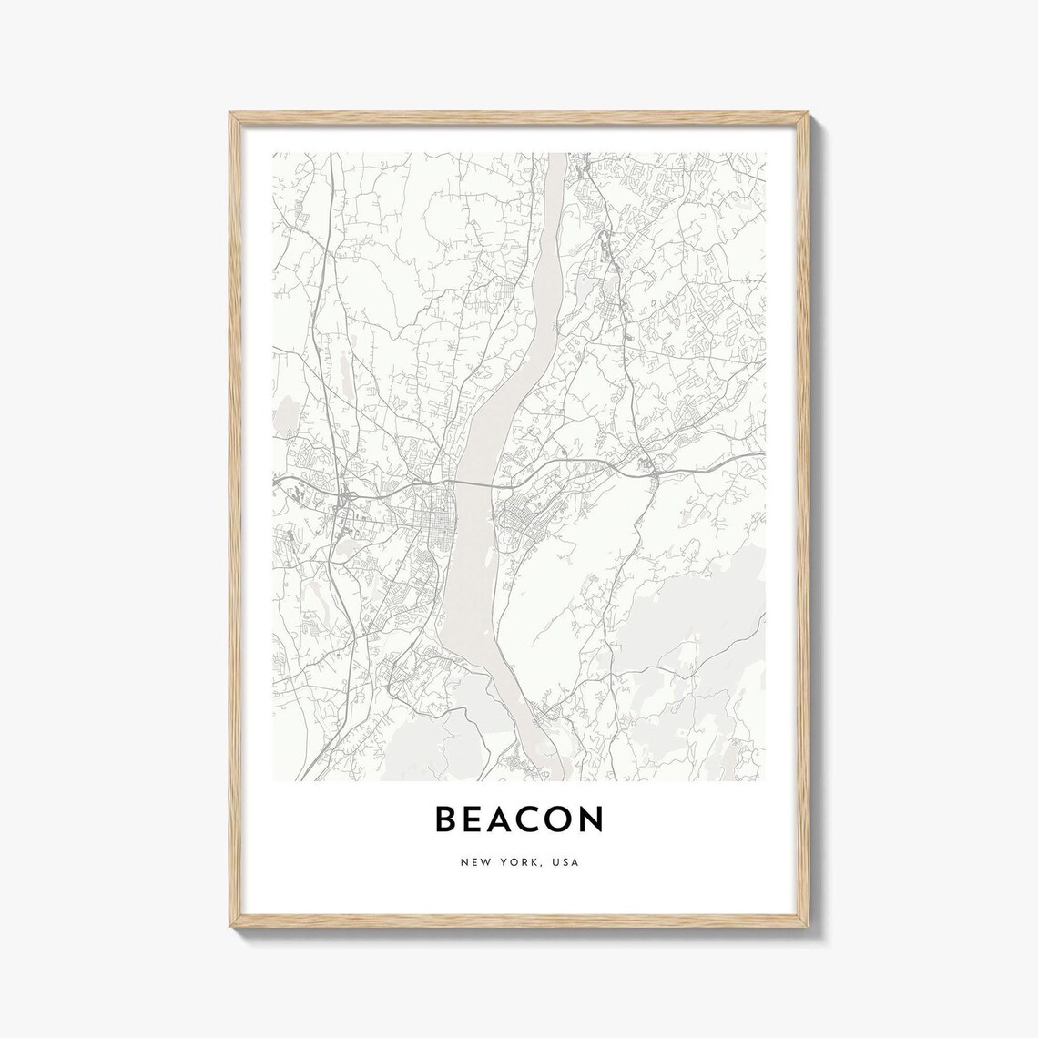 Beacon New York Minimalist Hudson Valley City Map Art Poster