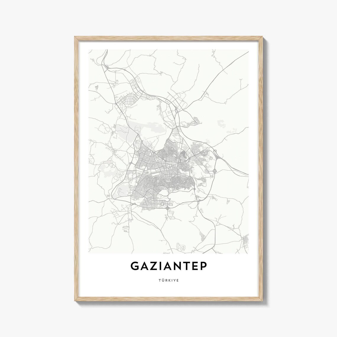 Gaziantep Turkiye Minimalist City Street Map Line Art Wall Poster