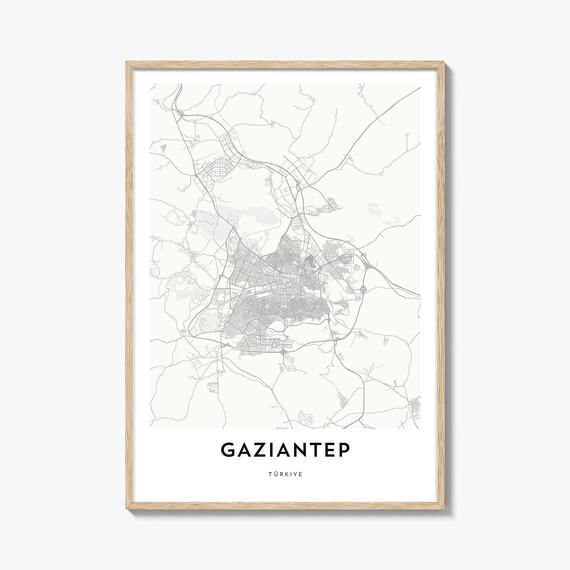 Gaziantep Turkiye Minimalist City Street Map Line Art Wall Poster