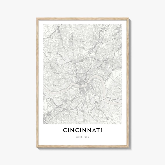 Cincinnati Ohio USA Minimalist Line Style City Map Art Poster