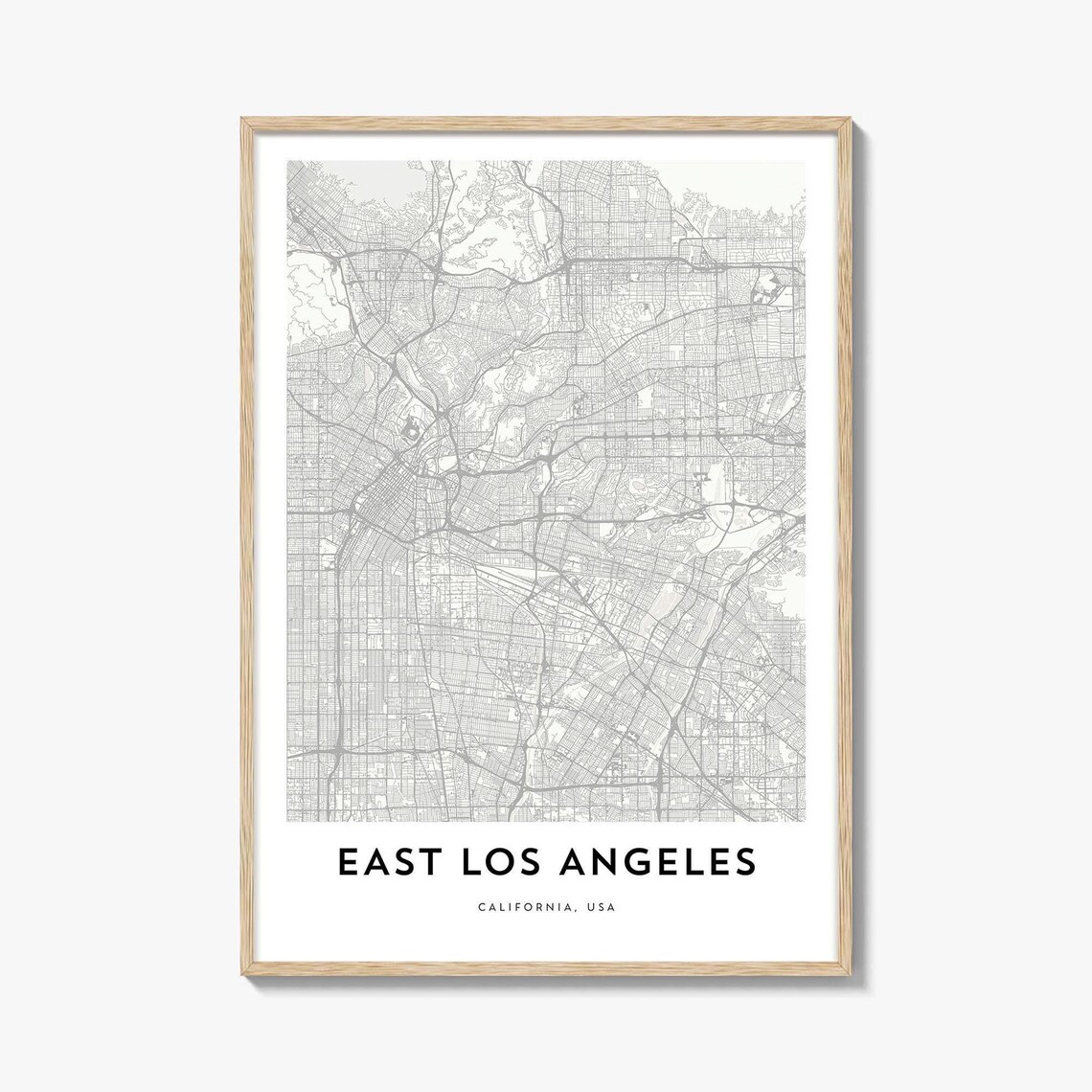 East Los Angeles California Minimalist City Map Line Art Poster