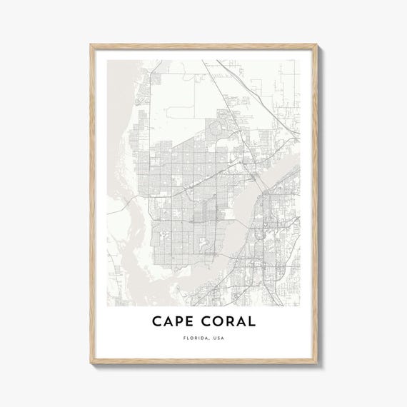 Cape Coral Map Poster, Florida City Art Print