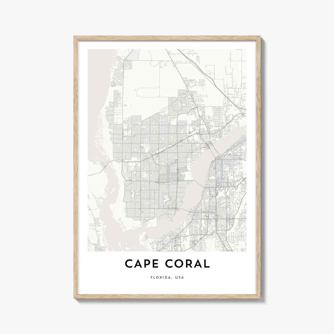 Cape Coral Map Poster, Florida City Art Print