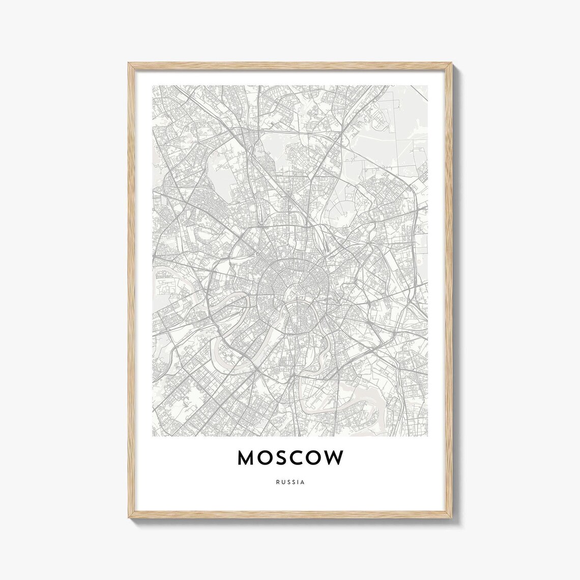 Moscow Russia Minimalist City Map Line Art Poster Decor Gift