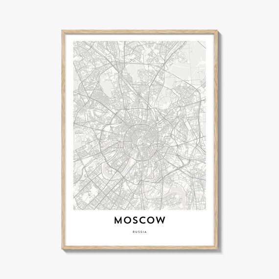 Moscow Russia Minimalist City Map Line Art Poster Decor Gift