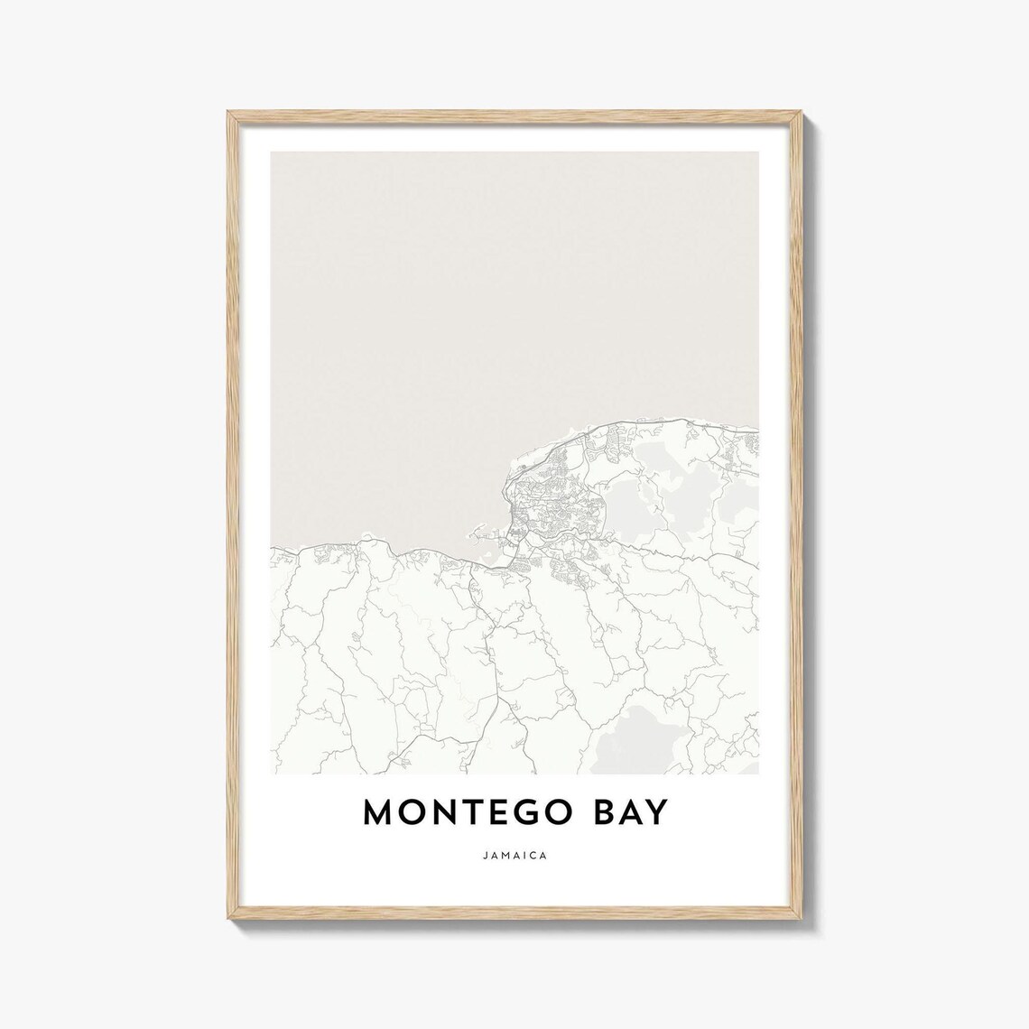 Minimalist Montego Bay Jamaica Coastal City Street Map Poster