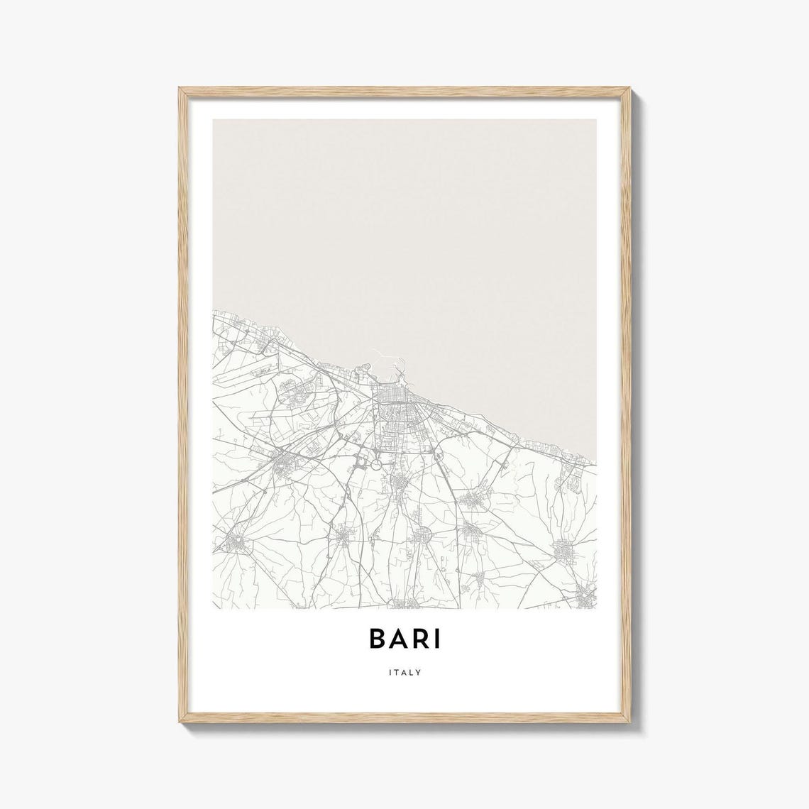 Bari Italy Minimalist City Map Street Linework Artwork Poster