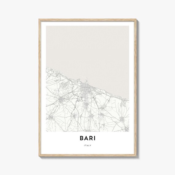 Bari Italy Minimalist City Map Street Linework Artwork Poster