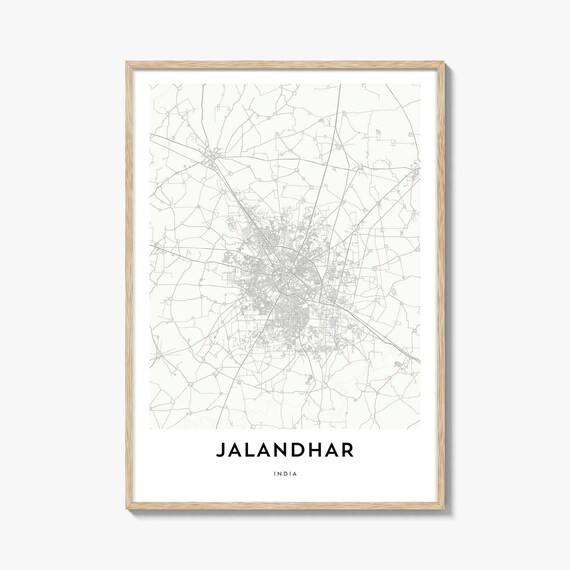 Minimalist Jalandhar India White Street Map Travel Art Poster