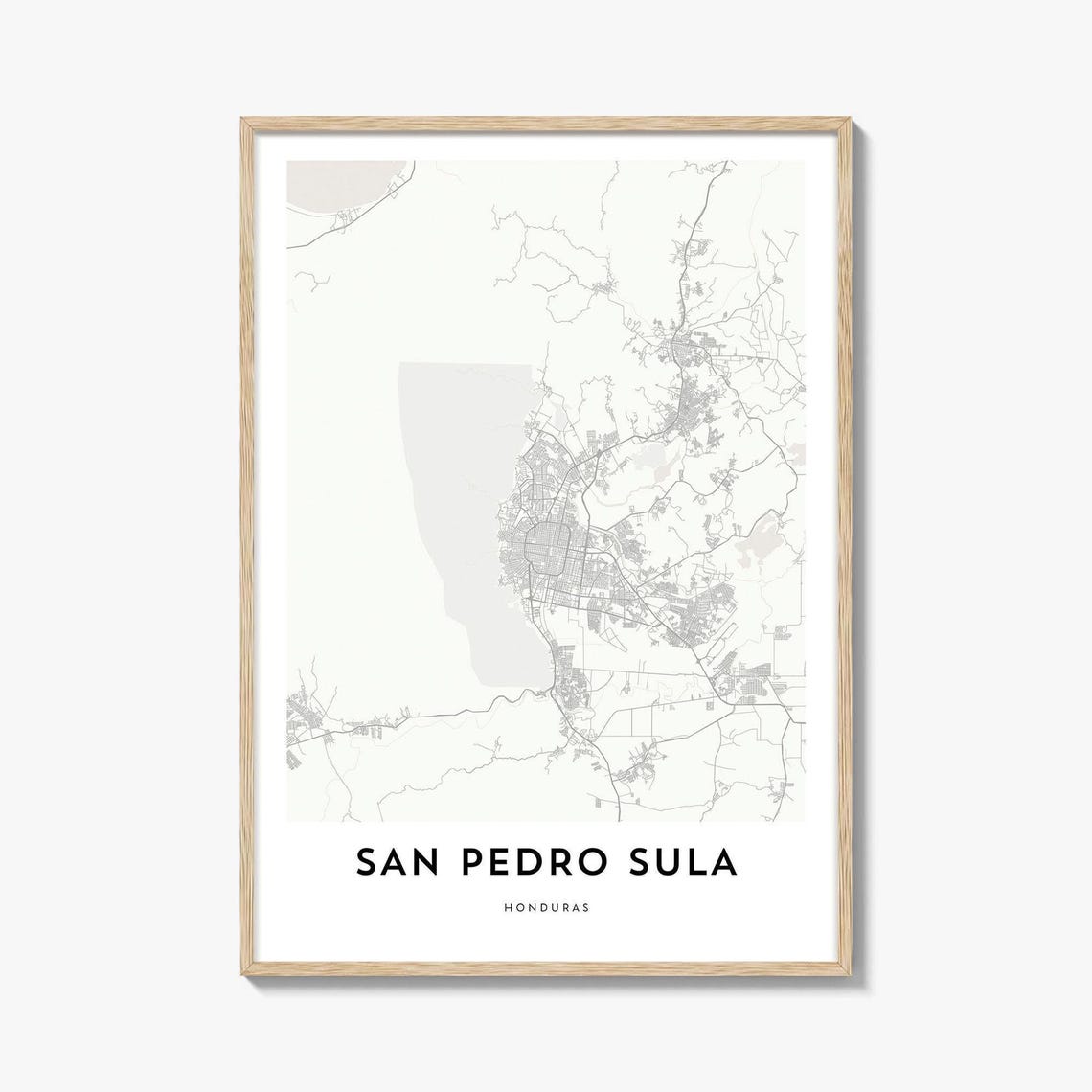 San Pedro Sula Honduras Minimalist City Street Map Modern Wall Art