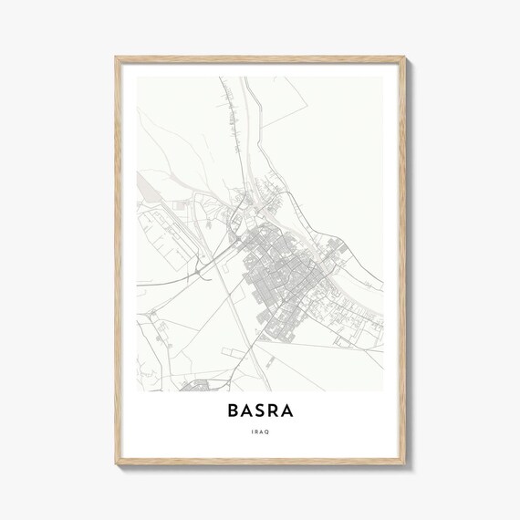 Basra Iraq Minimalist City Street Map Poster Travel Decor Art