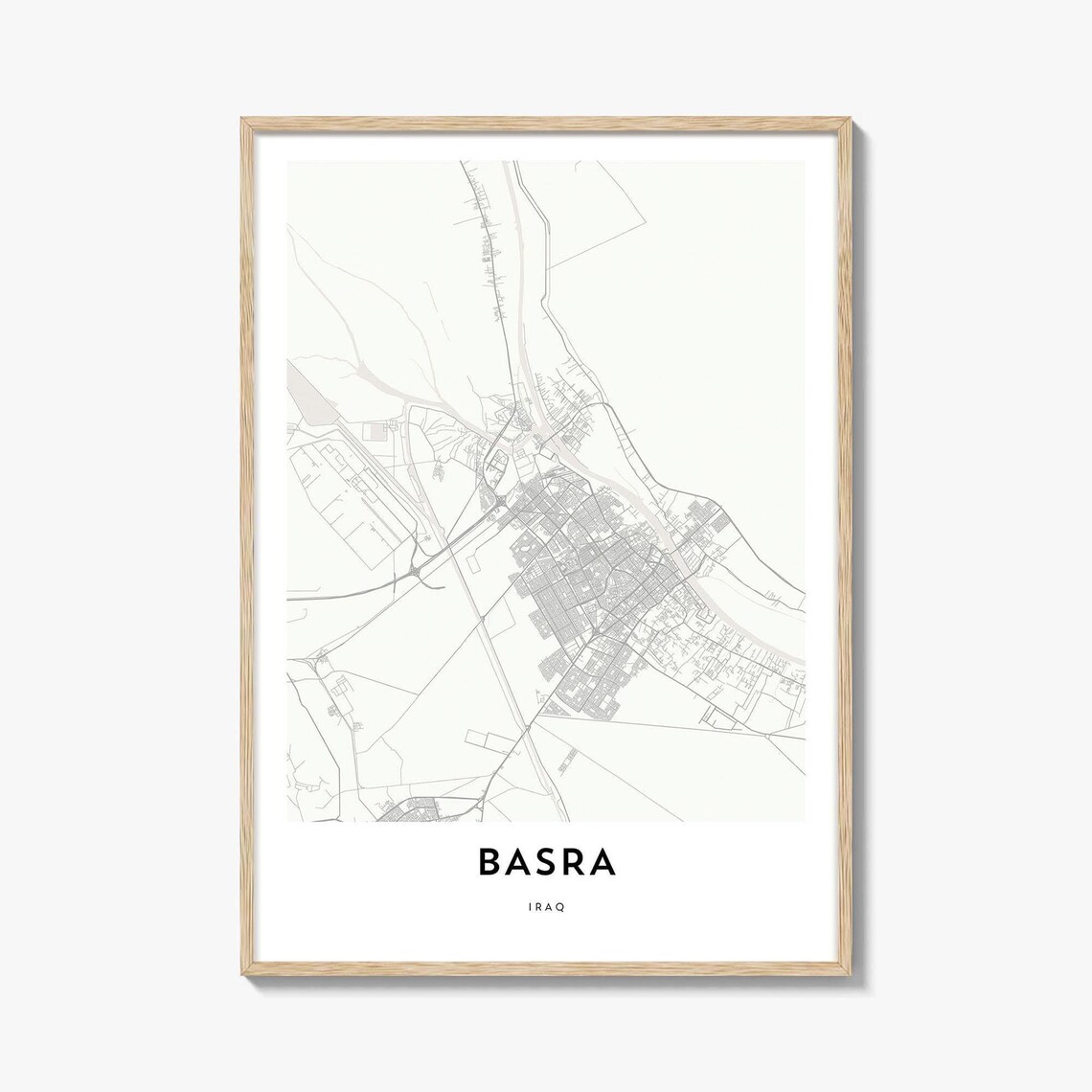 Basra Iraq Minimalist City Street Map Poster Travel Decor Art
