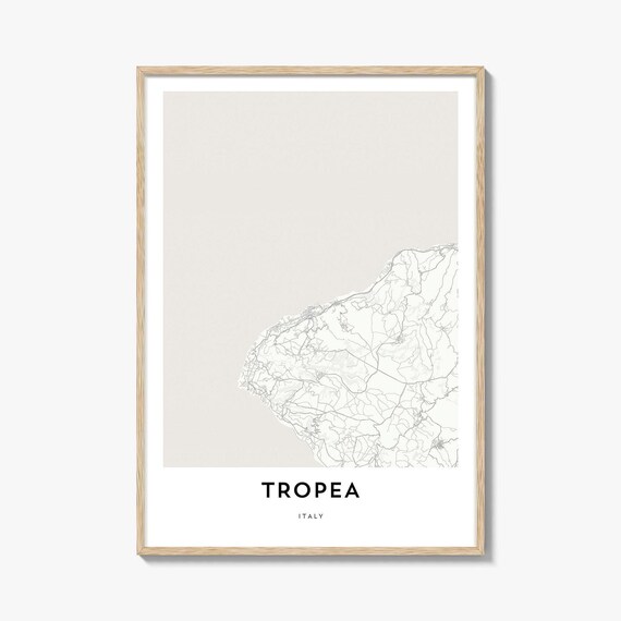 Minimalist Tropea Italy Coastal Town Street Map Art Print Decor