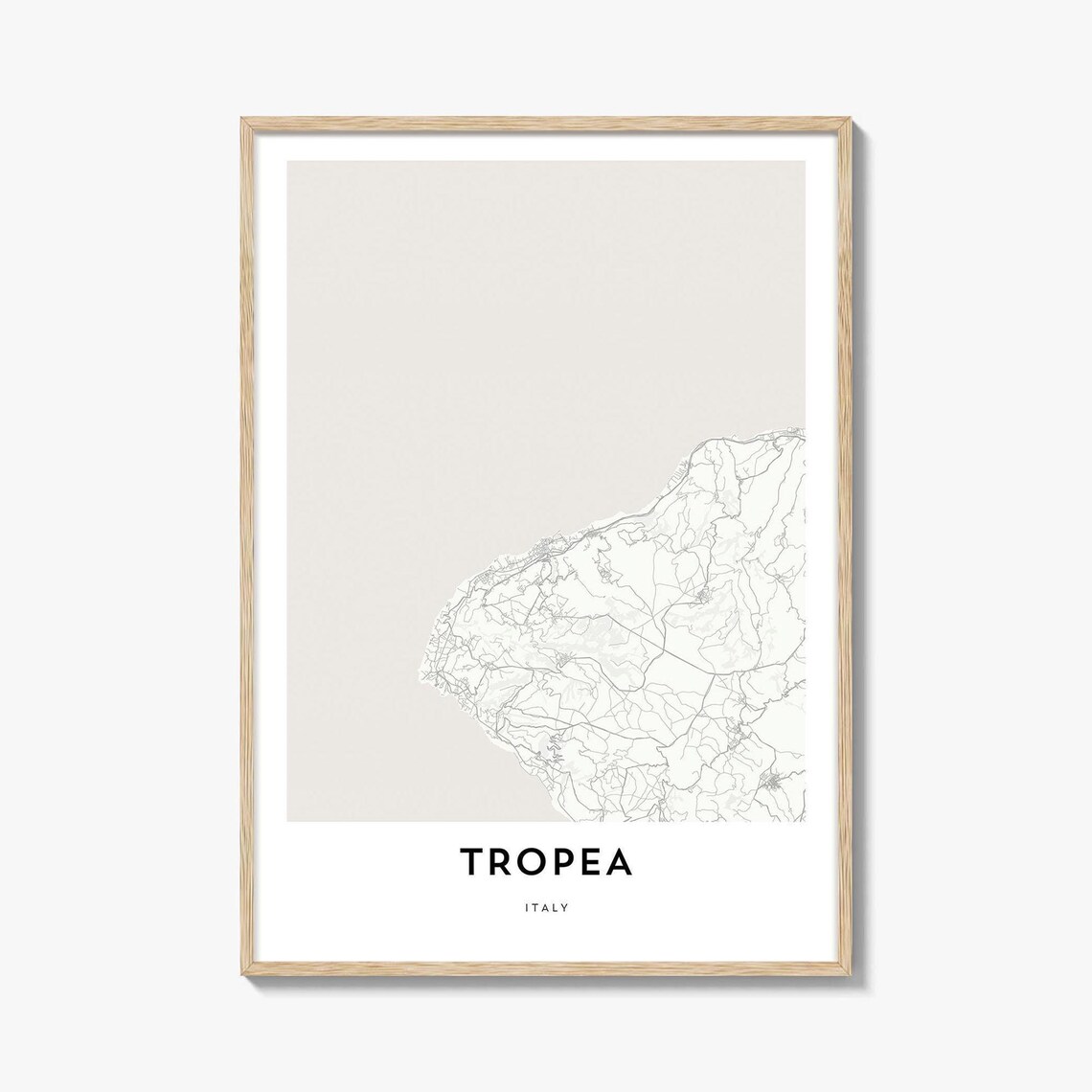 Minimalist Tropea Italy Coastal Town Street Map Art Print Decor