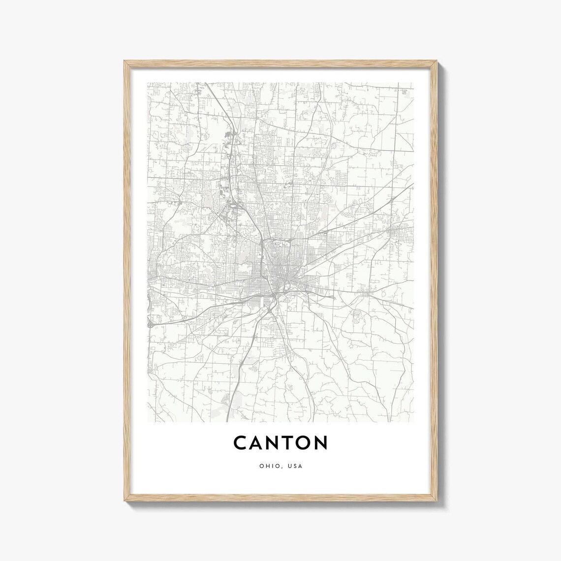 Canton Ohio Minimalist City Map Line Art Gift Home Office Poster