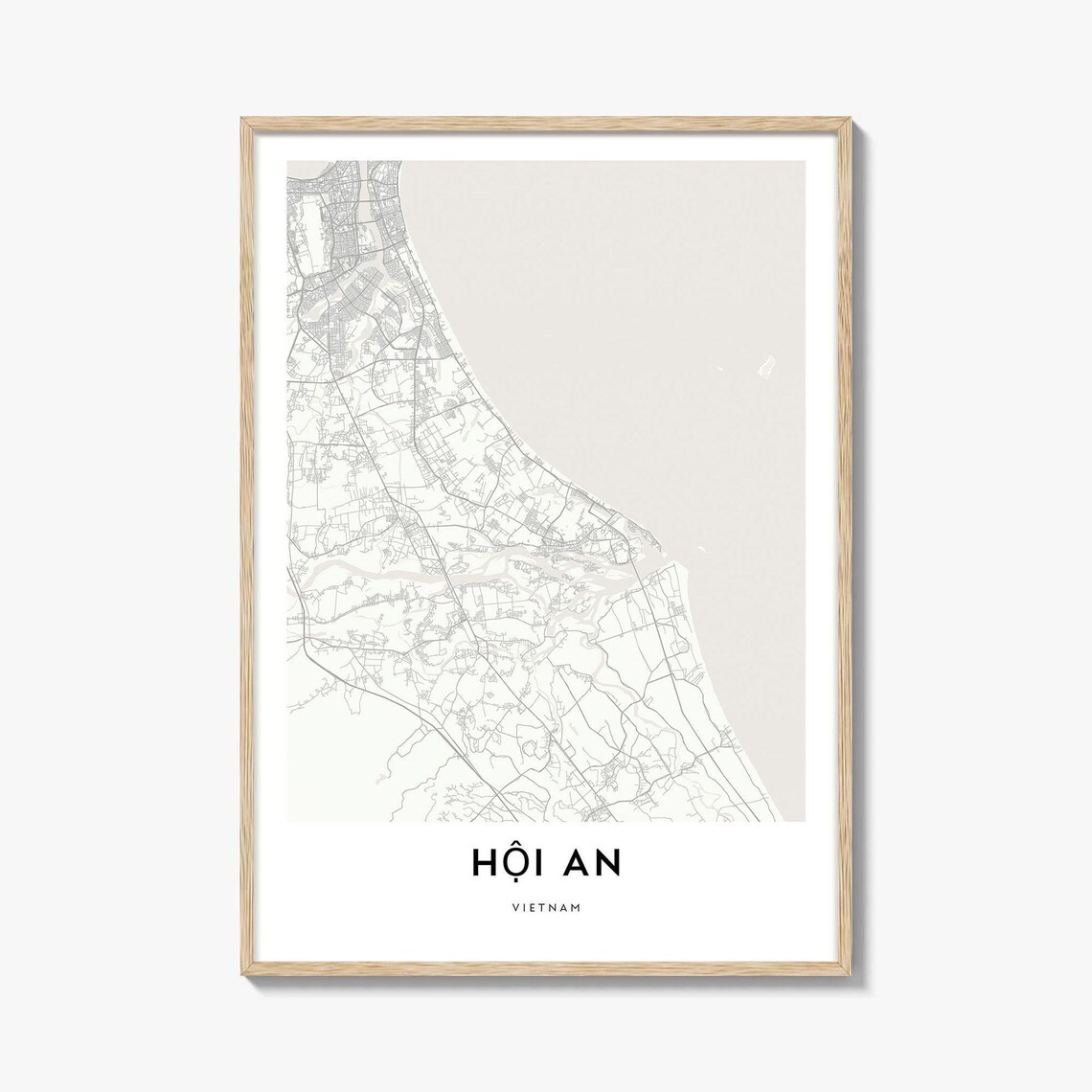 Hoi An Vietnam Ancient Town Minimalist City Street Map Wall Art