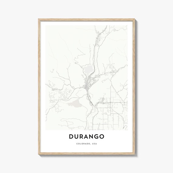 Durango Colorado USA Minimalist City Street Map Home Office Poster