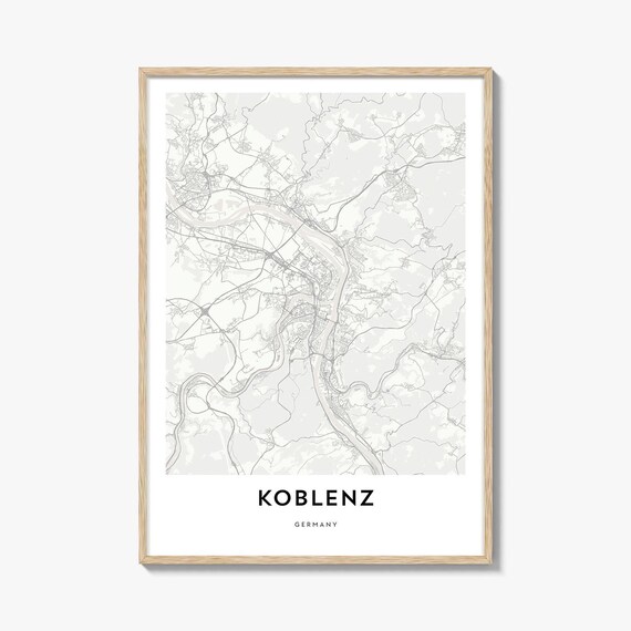 Koblenz Germany Minimalist City Street Map Line Art Decor Poster