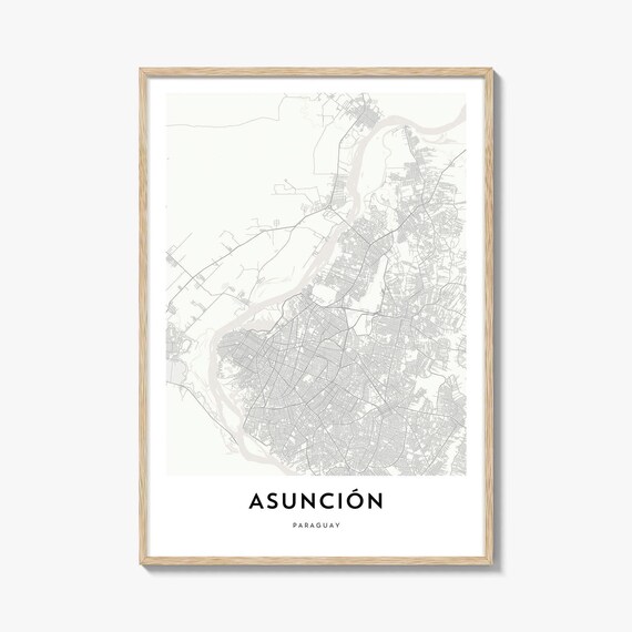Asuncion Paraguay Minimalist City Map Poster Beige Line Art Wall Decor