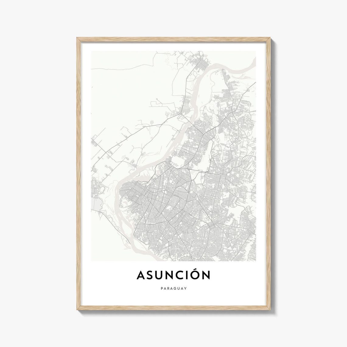 Asuncion Paraguay Minimalist City Map Poster Beige Line Art Wall Decor