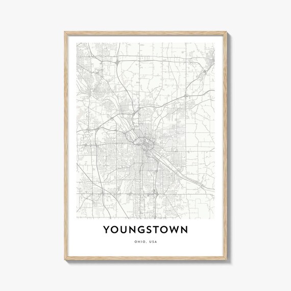 Youngstown Ohio Minimalist City Map Street Art Print Home Decor