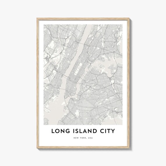 Long Island City New York Minimalist City Map Poster Line Art