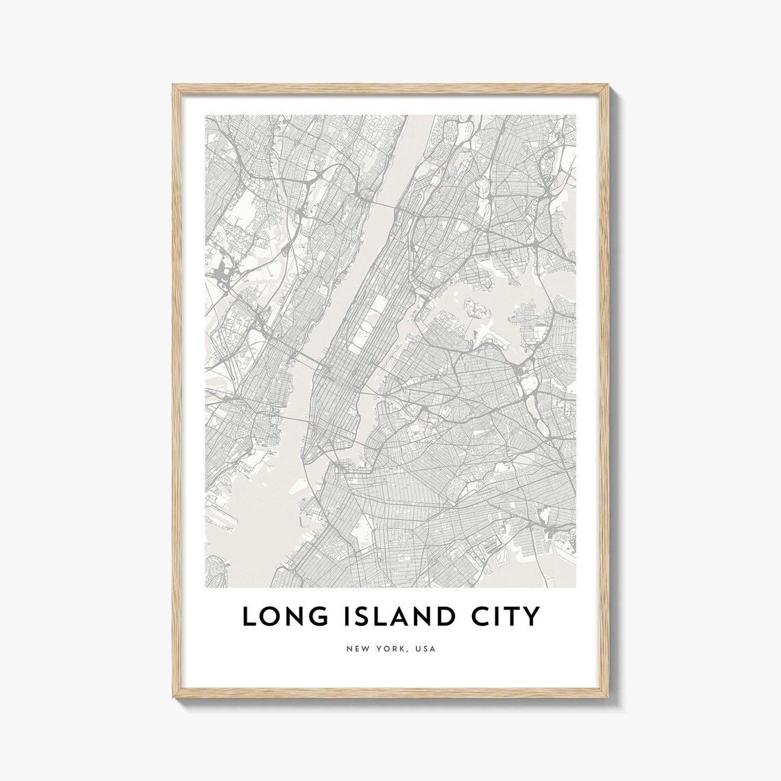 Long Island City New York Minimalist City Map Poster Line Art