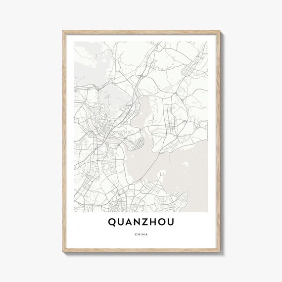 Quanzhou China Minimalist City Street Map Plan Modern Wall Art