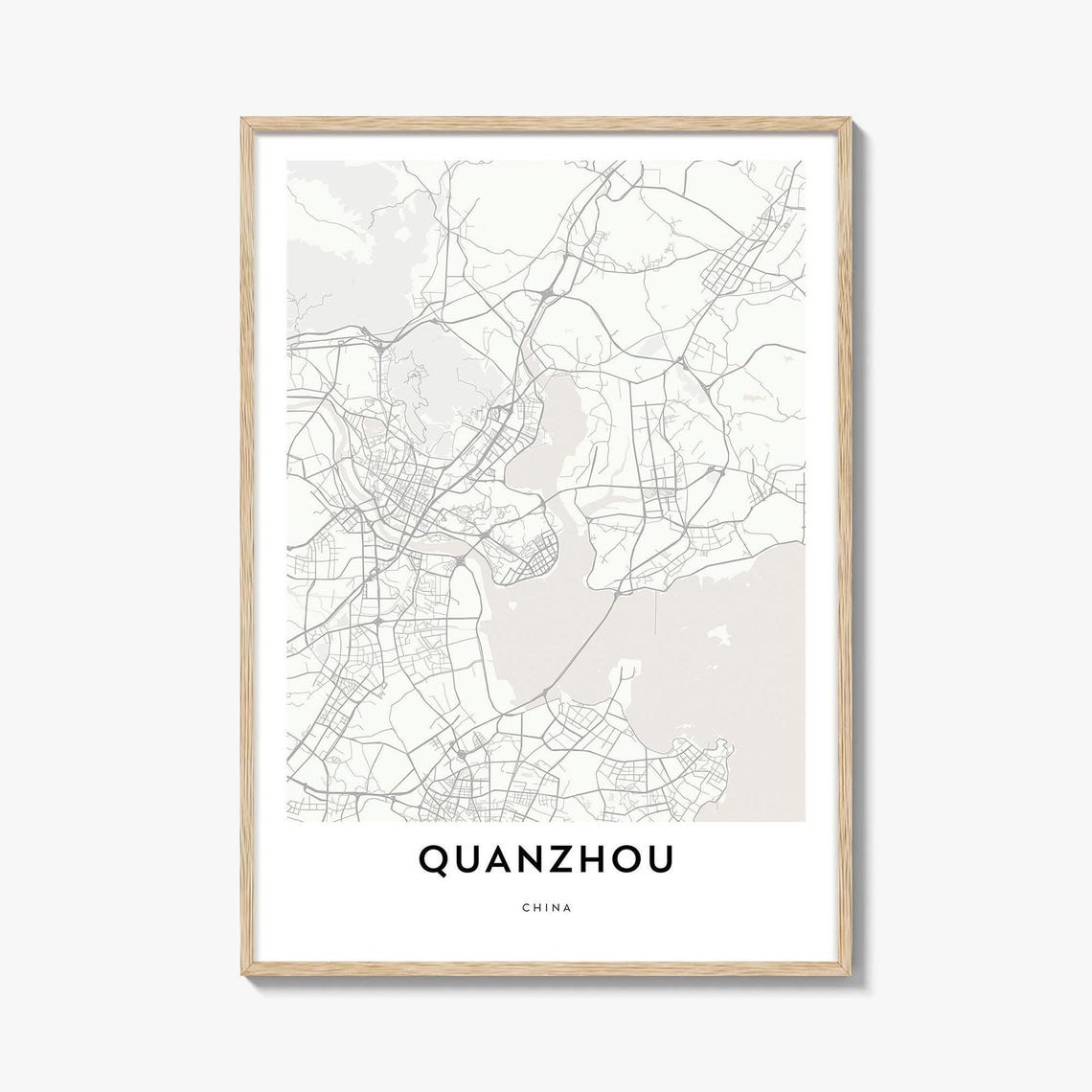 Quanzhou China Minimalist City Street Map Plan Modern Wall Art