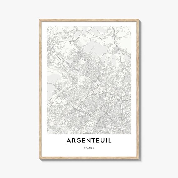 Argenteuil France Minimalist Street Map Paris Suburb Cartography Poster