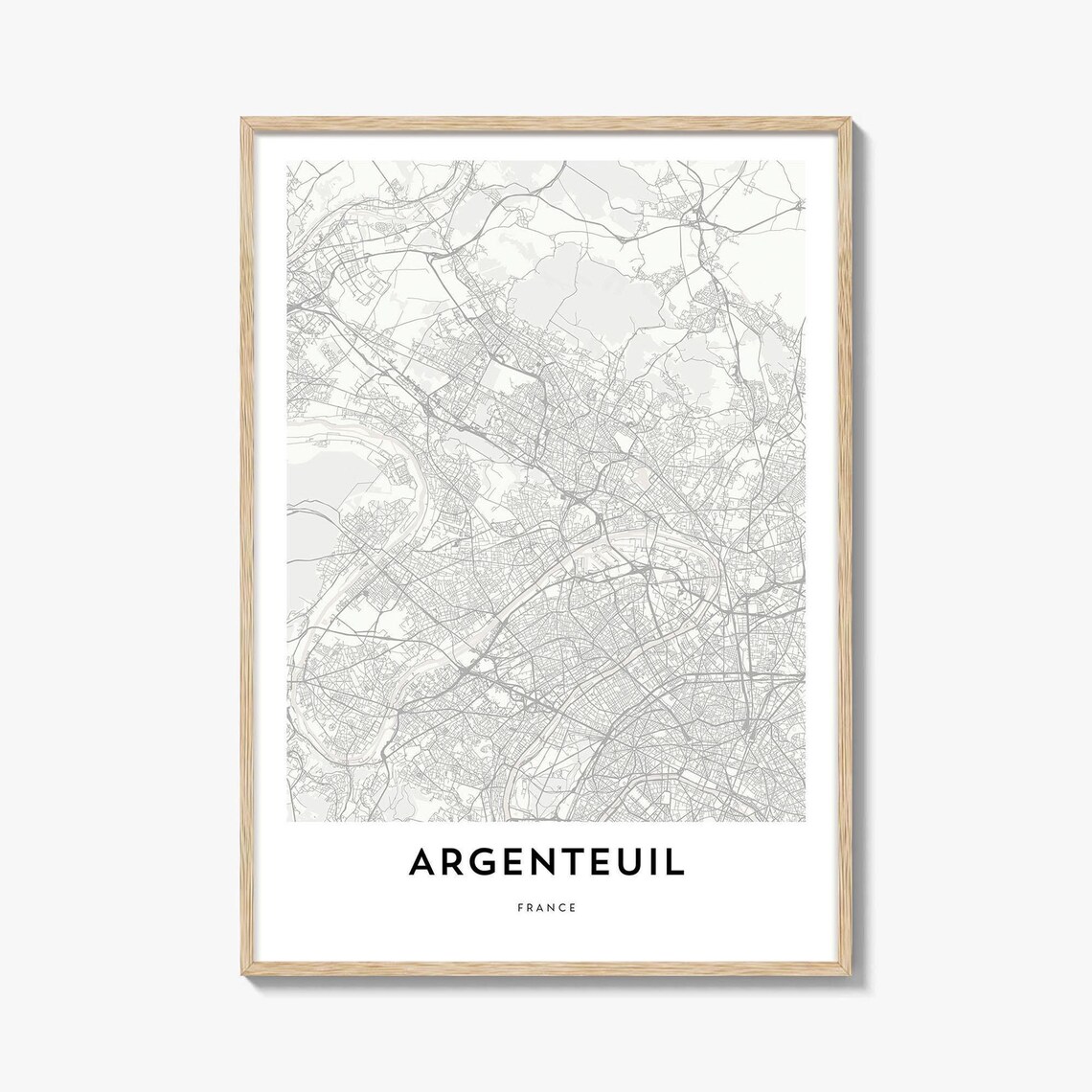 Argenteuil France Minimalist Street Map Paris Suburb Cartography Poster