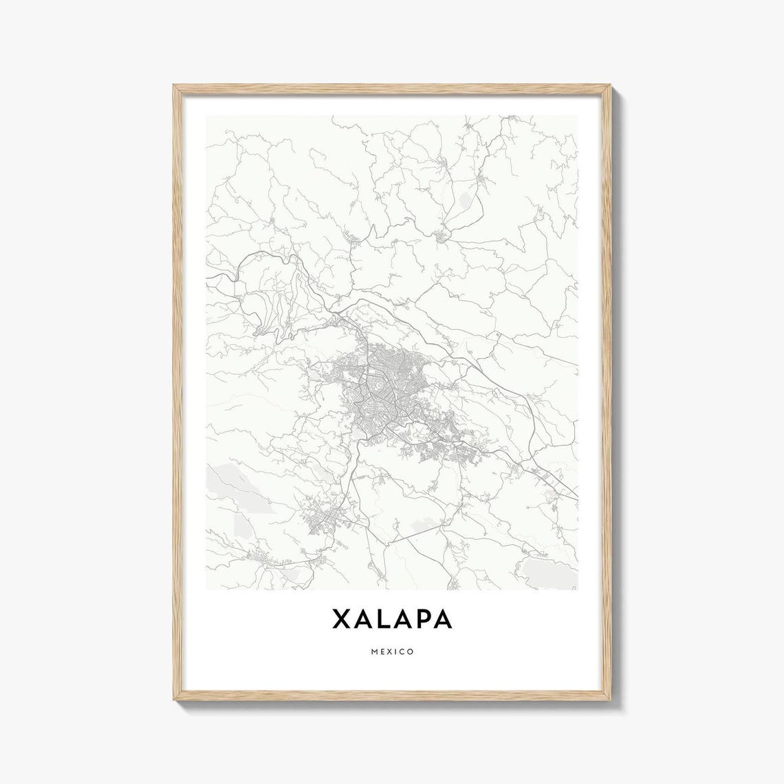 Xalapa Mexico Minimalist City Map Line Art Modern Wall Poster