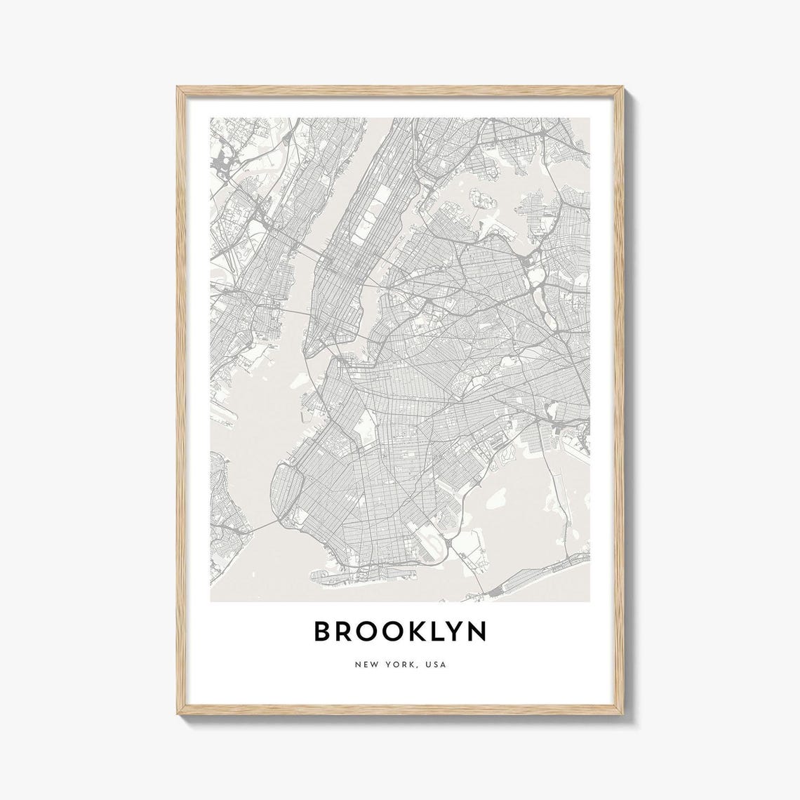 Brooklyn New York Minimalist Street Map Home Decor Art Poster