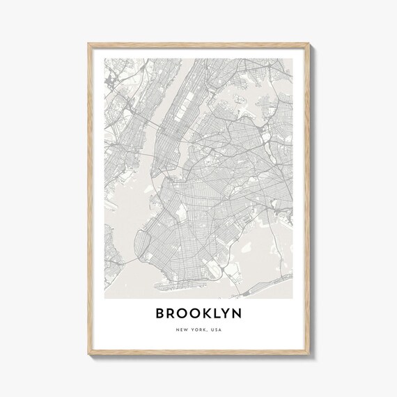 Brooklyn New York Minimalist Street Map Home Decor Art Poster