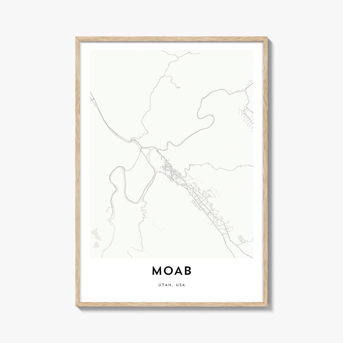Moab Utah Minimalist City Street Map Red Rock Country Poster