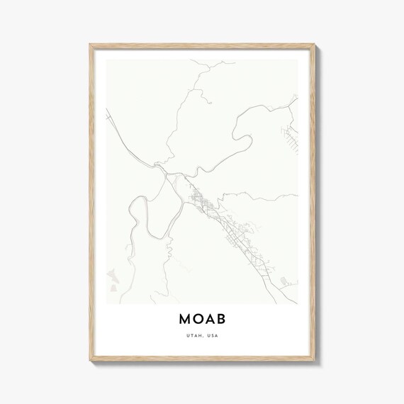 Moab Utah Minimalist City Street Map Red Rock Country Poster