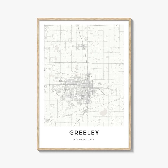 Greeley Colorado Minimalist City Map Black White Line Art Poster