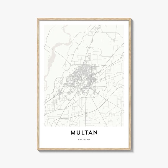 Multan Pakistan Elegant Minimalist City Street Map Travel Poster